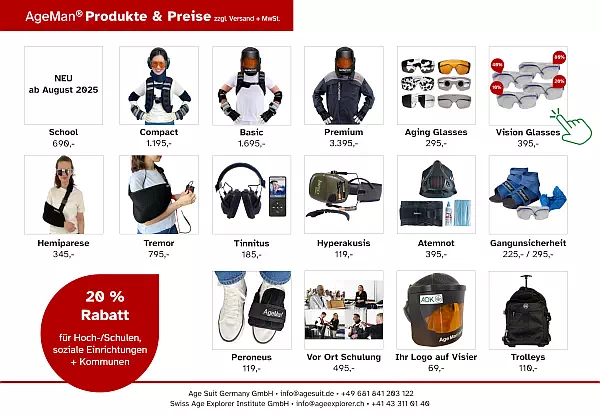 Produktsortiment Alterssimulation AgeMan